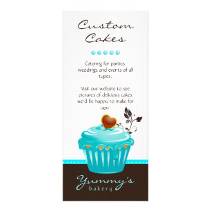Castanho chocolate azul do cupcake do cartão da