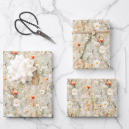 Castanho Claro Flores Selvagens Padrão Aquarela