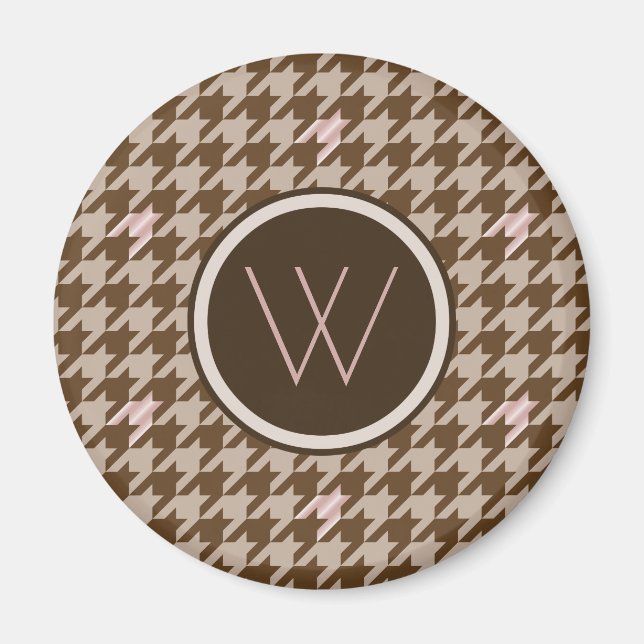 Castanho com Íman Houndstooth de Destaque Dourado  (Frente)