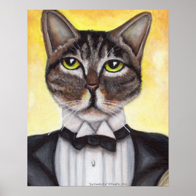 Castanho Gato Vestindo Tuxedo Feline Dandy Poster (Frente)
