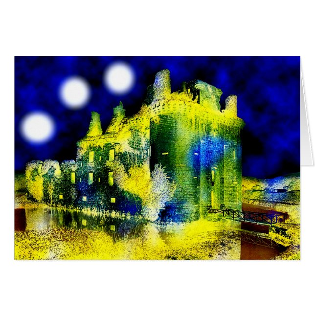 Castelo assombrado no cartão Halloween (Frente Horizontal)