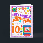 Castelo Bouncy cartão de aniversário personalizado<br><div class="desc">Personalize este cartão com sua própria mensagem, junto com os receptores nome & idade usando o modelo fácil. Porque você escolhe o texto então este cartão de cumprimentos pode ser personalizado para toda a ocasião! Verifique por favor minha loja para ver se há o obrigado de harmonização você cartões, envelopes,...</div>