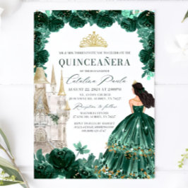 Castelo de Convite Floral Quinceanera, Emerald Gre