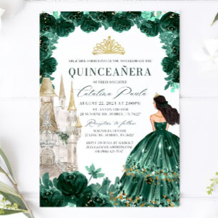 Castelo de Convite Floral Quinceanera, Emerald Gre