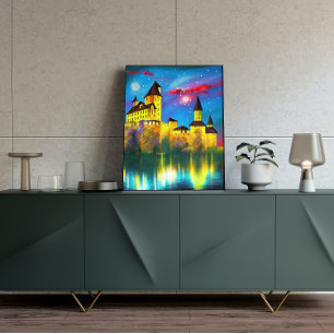 Castelo de Night Painting Poster