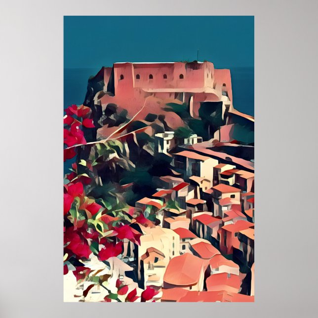 Castelo do Sea Italy Art Impressão (Frente)