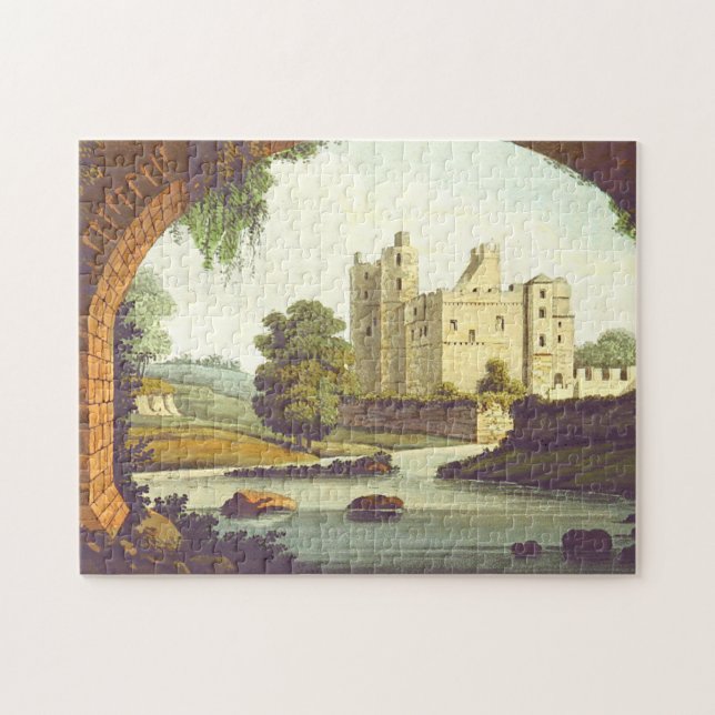 Castelo e Rio Através de uma Quebra-cabeça de Arco (Horizontal)