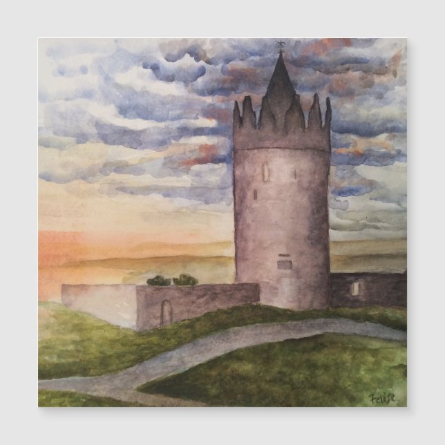 Castelo Irlandês Aquarela Doolin, Condado de Clare (Frente)