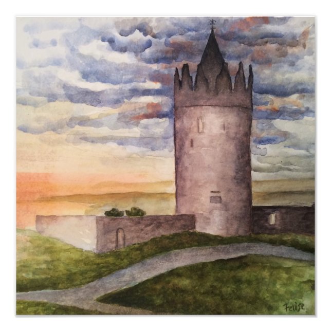 Castelo Irlandês e Paisagem - Impressão de Foto em (Frente)