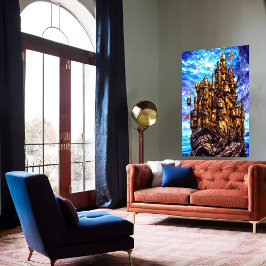 Castelo único no mar | AI Art Poster