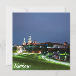 Castelo Wawel à noite em Cracóvia, Polônia