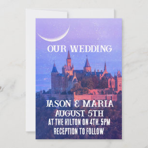 CASTLE MOON AZUL GÓTICO, CONVITES DE CASAMENTO PER