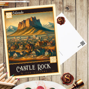Castle Rock, Colorado Cartão postal Vintage