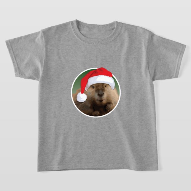 Castor de Natal - Camisa Básica para Crianças (Postura )