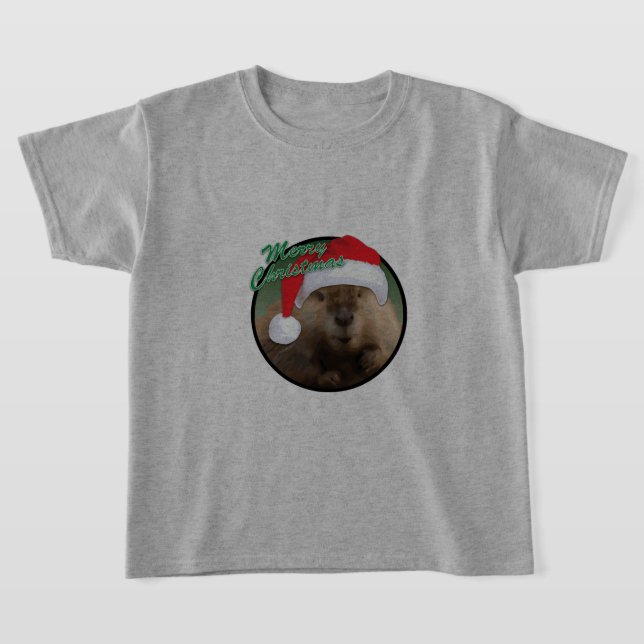Castor de Natal - Camisa Básica para Crianças (Postura )