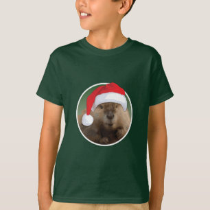 Castor de Natal - Camisa Básica para Crianças