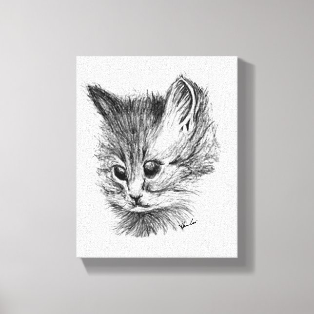 CAT 2 B/W Orig do impressão 11x14 das canvas. (Frente)