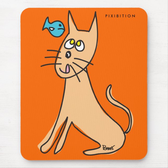 Cat ama Mousepad de Peixes (Frente)