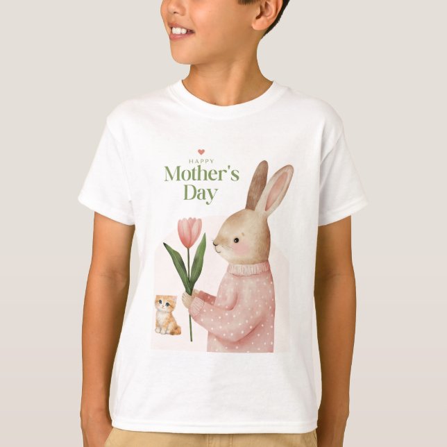 Cat and rabbit design t-shirt (Frente)