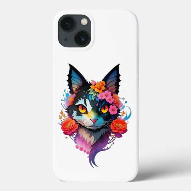 CAT BAT em Cute com florersiPhone/iPad (Verso)