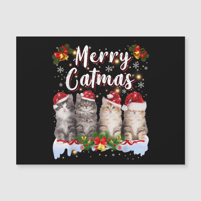 Cat Christmas Santa Hat Engraçado Feliz Catmas (Frente)
