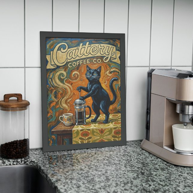 Cat Coffee Lovers Wall Art Print Poster (Criador carregado)