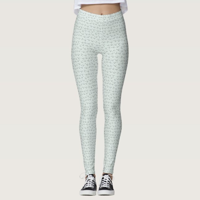Cat Doodle Leggings – Sage Green (Frente)