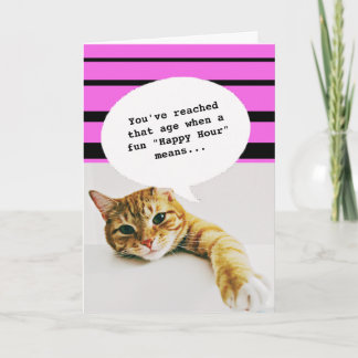 Cat Happy Hour Recebendo Cartão de Aniversário Eng