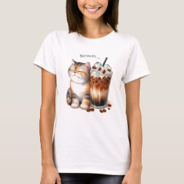 Cat & Iced Coffee T-Shirt – Cozy Café Style