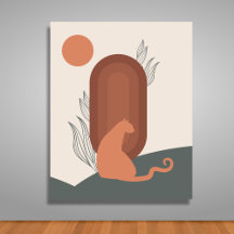Cat - Impressão de tela minimalista - Wall art