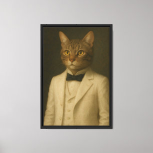 Cat in White Tuxedo Retrato Retrato Frame Canvas W