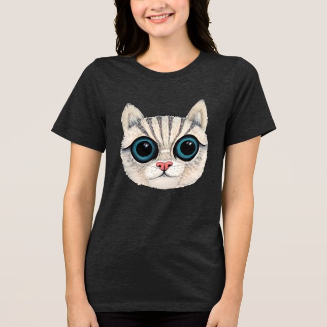 Cat Looking Ladies Womens Top Tee T-Shirt (Frente)