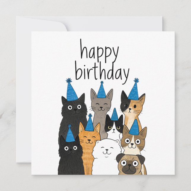 Cat Lover Cards - Cat Party Birthday Card (Frente)