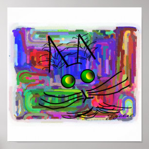 Cat Lover Poster "O Curioso Gato Abstrato"