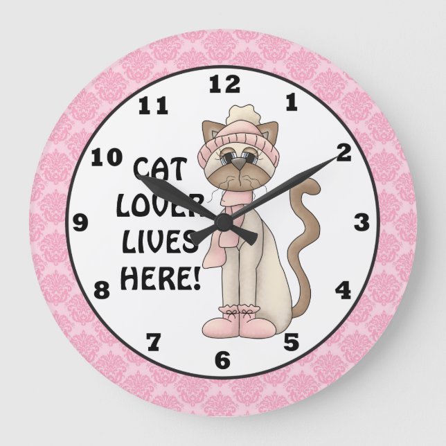 Cat Lover vive aqui relógio de parede (Frente)