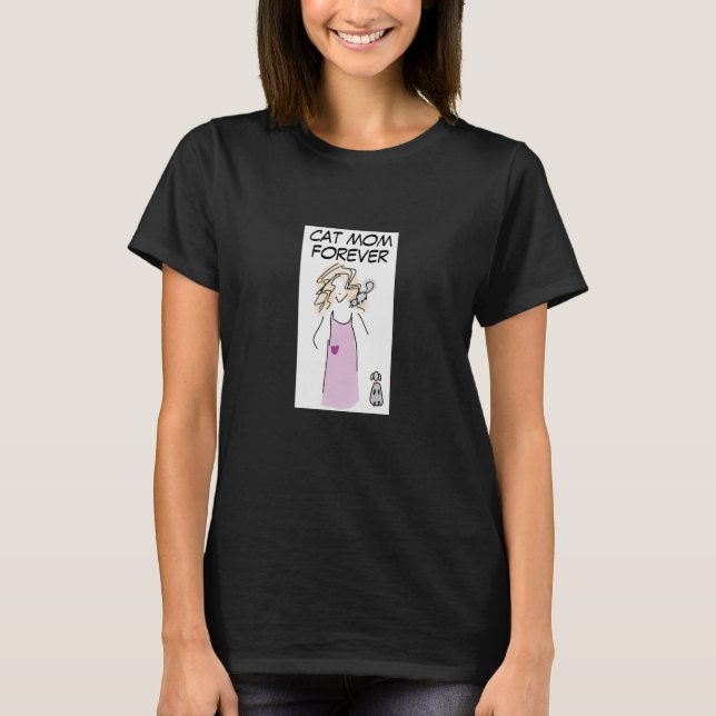 Cat Mãe - Camisa de T-Shirt (escuro) (Frente)