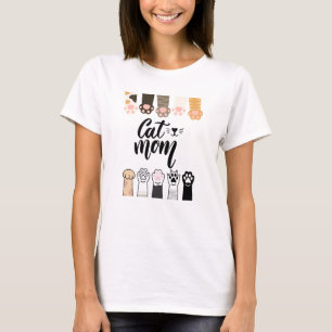 Cat Mãe T-Shirt - Design de patas de gato giro - p