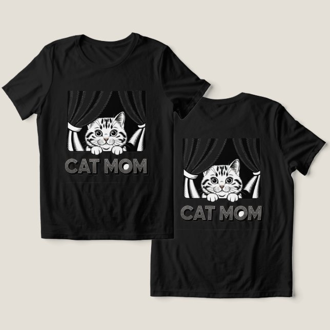 Cat Mamãe Black T-Shirt (Design Frente e Verso)