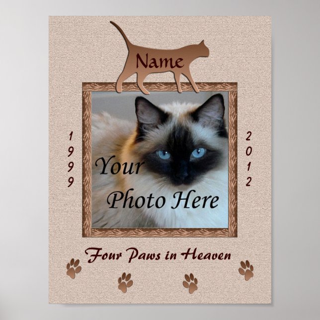 Cat Memorial Impressão - Pedras Marrons Personaliz (Frente)