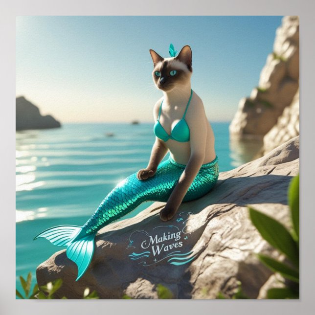 Cat Mermaid for Siamese cat lovers Poster (Frente)