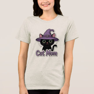 Cat Mom Black Cat Witch Hat Cute Women T-Shirt Cat