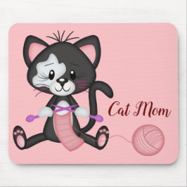 Cat Mom e Mouse Pad de Tricô
