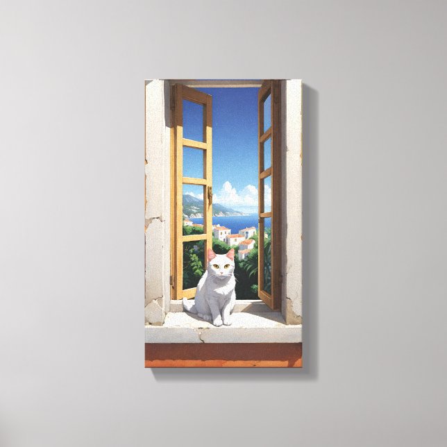 Cat na Itália Canvas Wall Art (Frente)