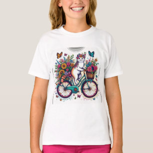 Cat on Bicycle Design T-Shirt