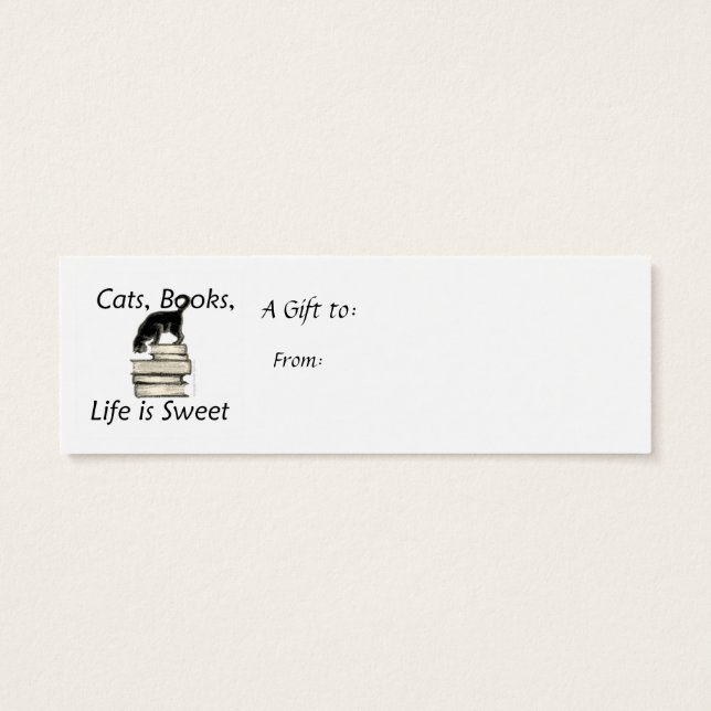 Cat on Books Mini Bookmark para Personalizar (Verso)