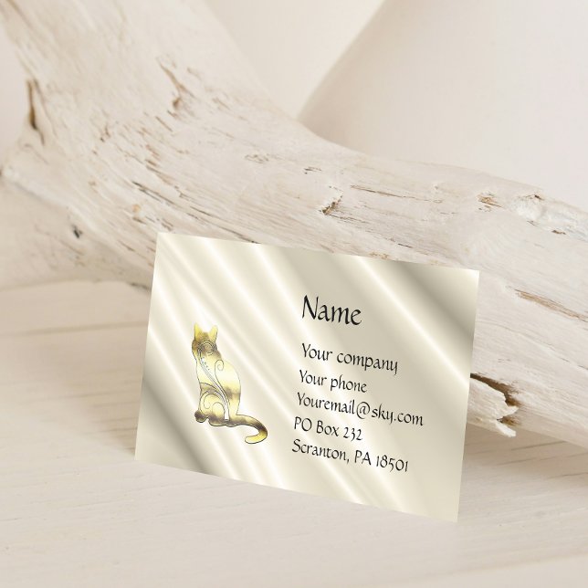 Cat On White Satin Cartão de visita (Criador carregado)