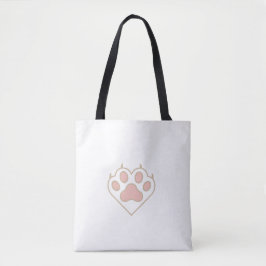 Cat Paw Heart Love Tote Bag