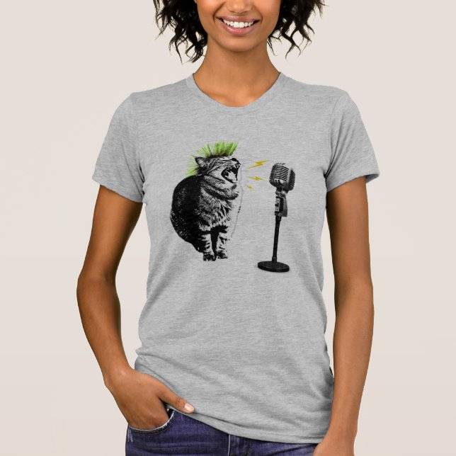 Cat Punk, Fun Graphic T-Shirt (Frente)