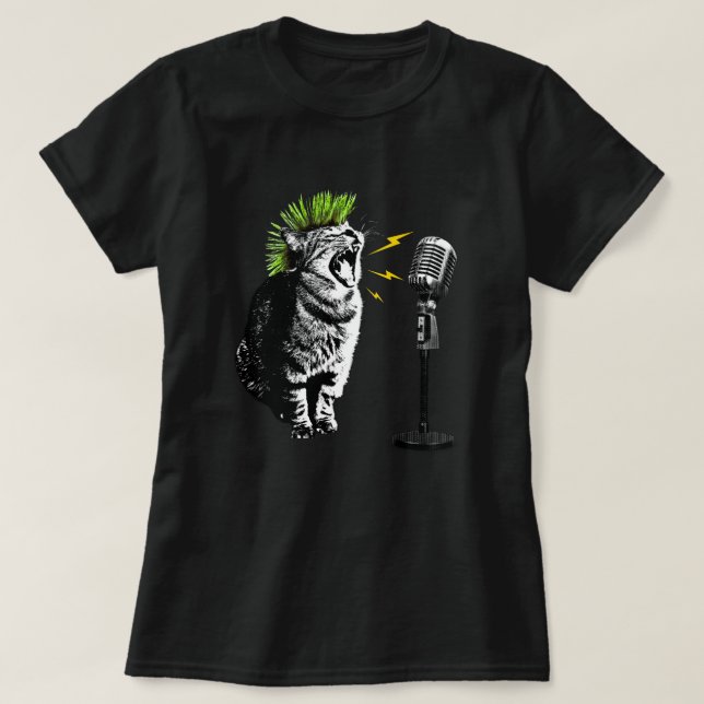 Cat Punk, Fun Graphic T-Shirt (Frente do Design)