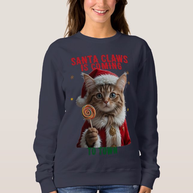 Cat Santa Christmas T-Shirt (Frente)